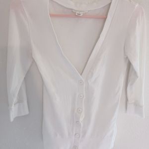 White button up sweater size S